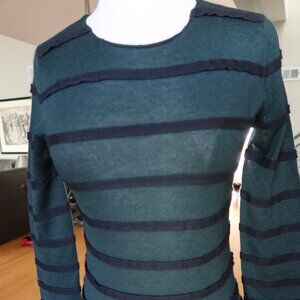 AKRIS sweater green and black striped cashmere and silk US 4 $1000+